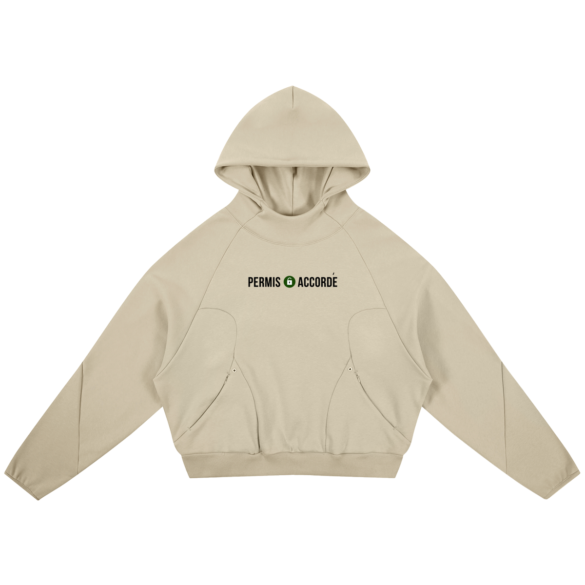 Permission Granted (Permis Accorde) Curved Panel Raglan Hoodie