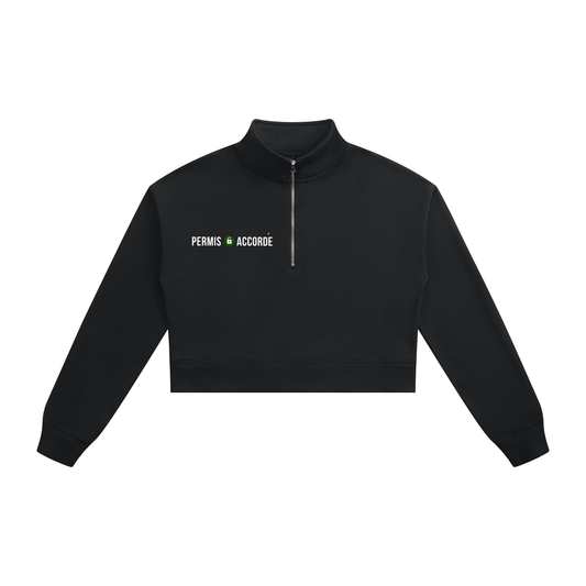 Permission Granted (Permis Accorde) Women's Crop Quarter-Zip Sweatshirt