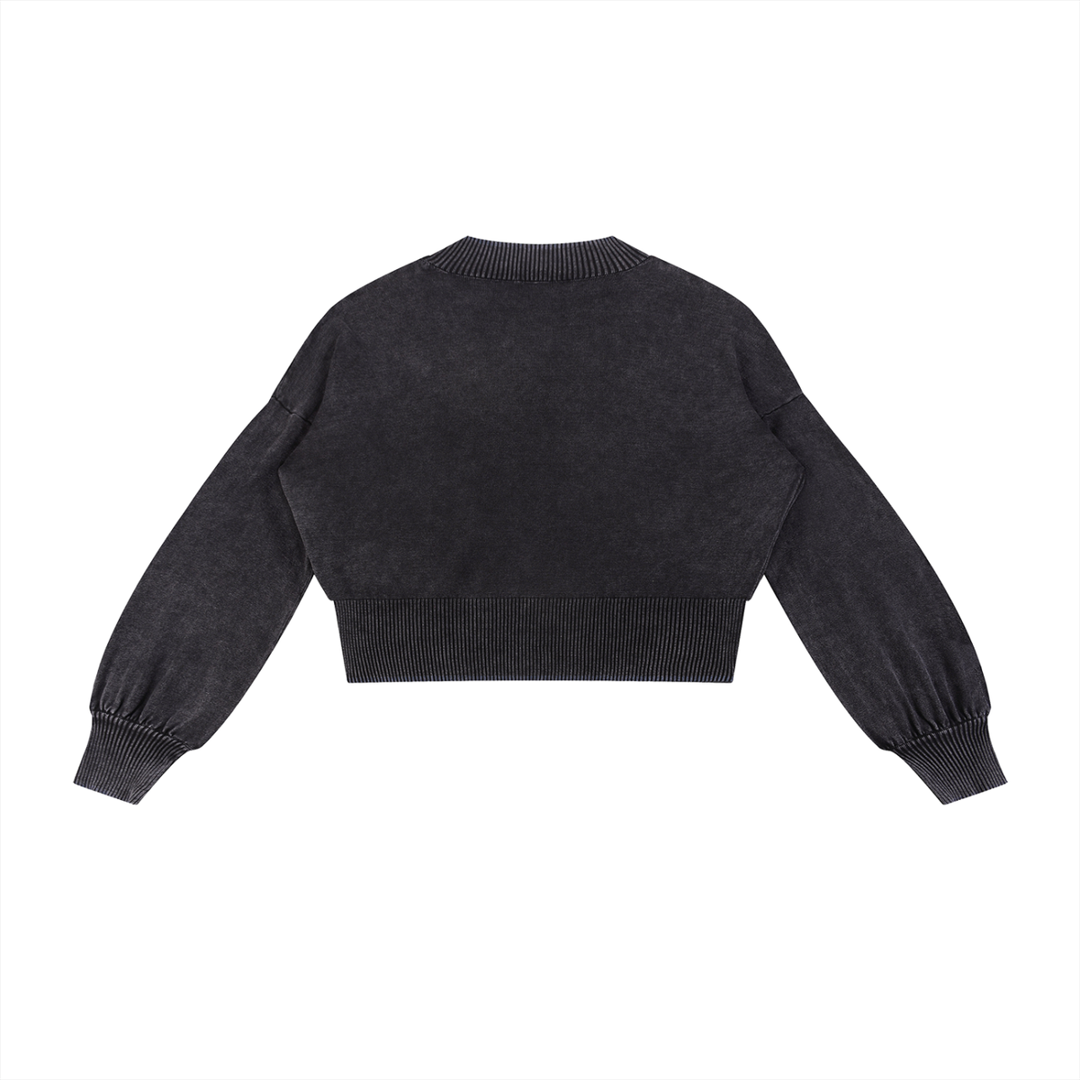 Permission Granted (Permis Accorde) Mineral Wash Balloon Sleeve Cropped Sweater