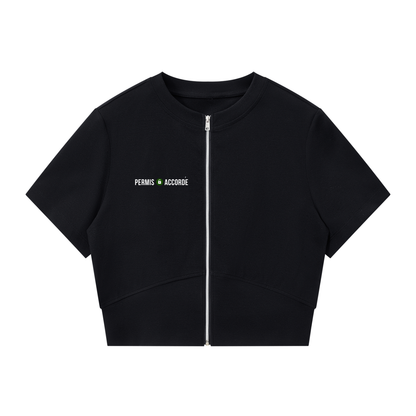 Permission Granted (Permis Accorde) Women’s Paneling Full Zip T-Shirt