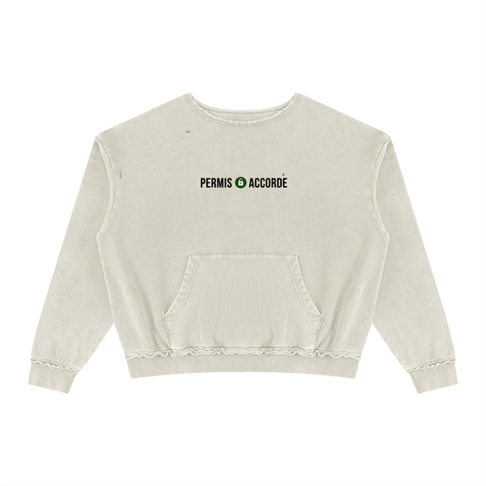 Permission Granted (Permis Accorde) "Crowned" Unisex Raw Edge Crewneck Sweatshirt