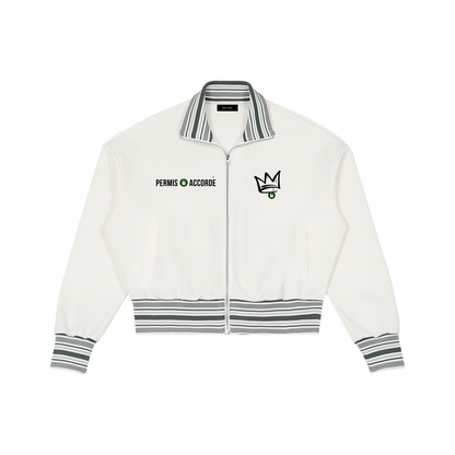 Permission Granted (Permis Accorde) " Crowned" Striped Rib Collar Zip Jacket