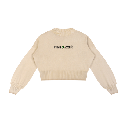 Permission Granted (Permis Accorde) Mineral Wash Balloon Sleeve Cropped Sweater