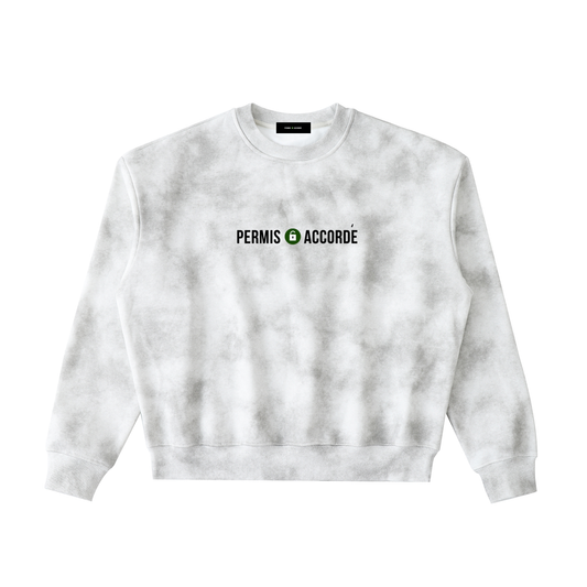 Permission Granted (Permis Accorde) "Crowned" Dirty Washed Boxy Fleeced Sweatshirt