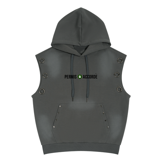 Permission Granted (Permis Accorde) Unisex Vintage Wash Sun Fade Sleeveless Hoodie