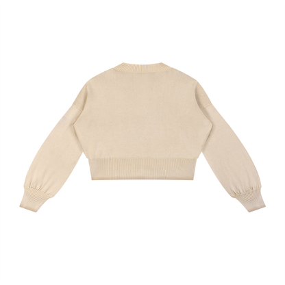 Permission Granted (Permis Accorde) Mineral Wash Balloon Sleeve Cropped Sweater